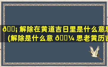 🐡 解除在黄道吉日里是什么意思(解除是什么意 🐼 思老黄历吉日吉时辰查询)